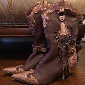 Leather Ballin cowboy boots! WITH BOX!